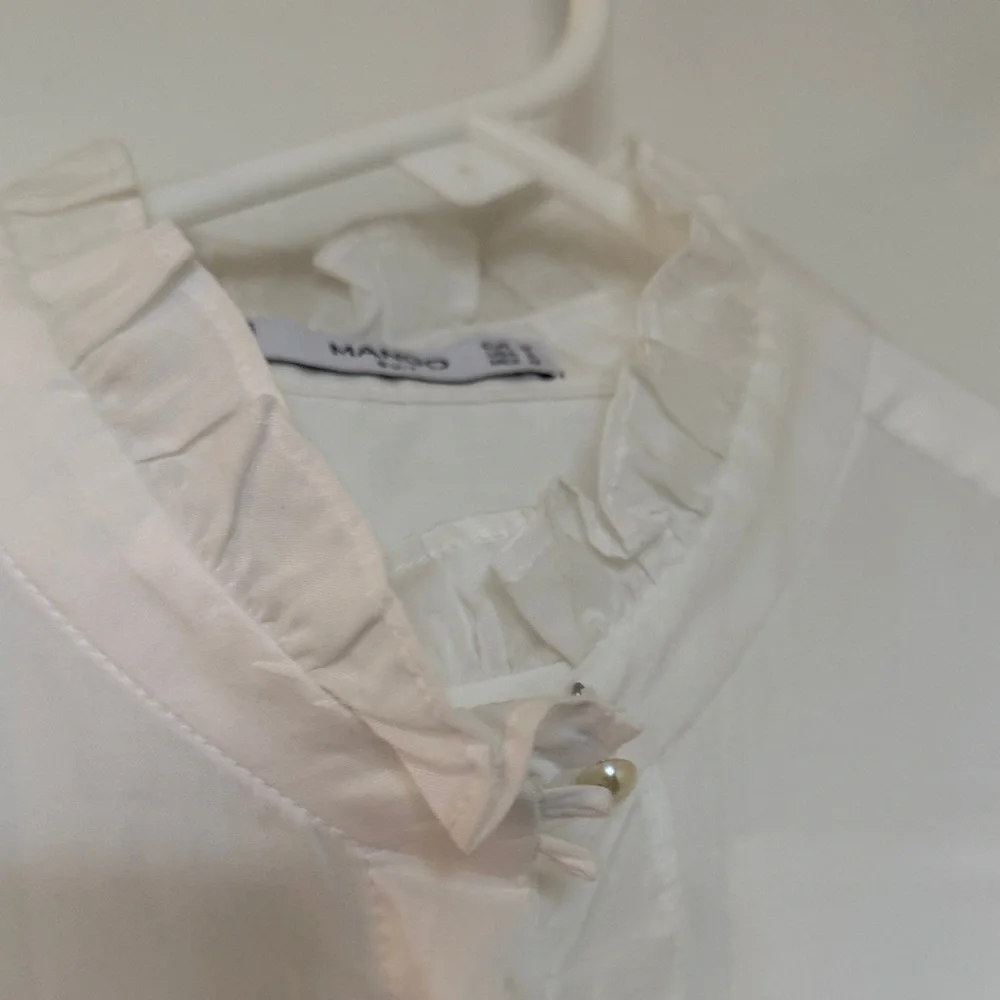 Mango White Ruffle Button-Up Blouse - Picture 8 of 11